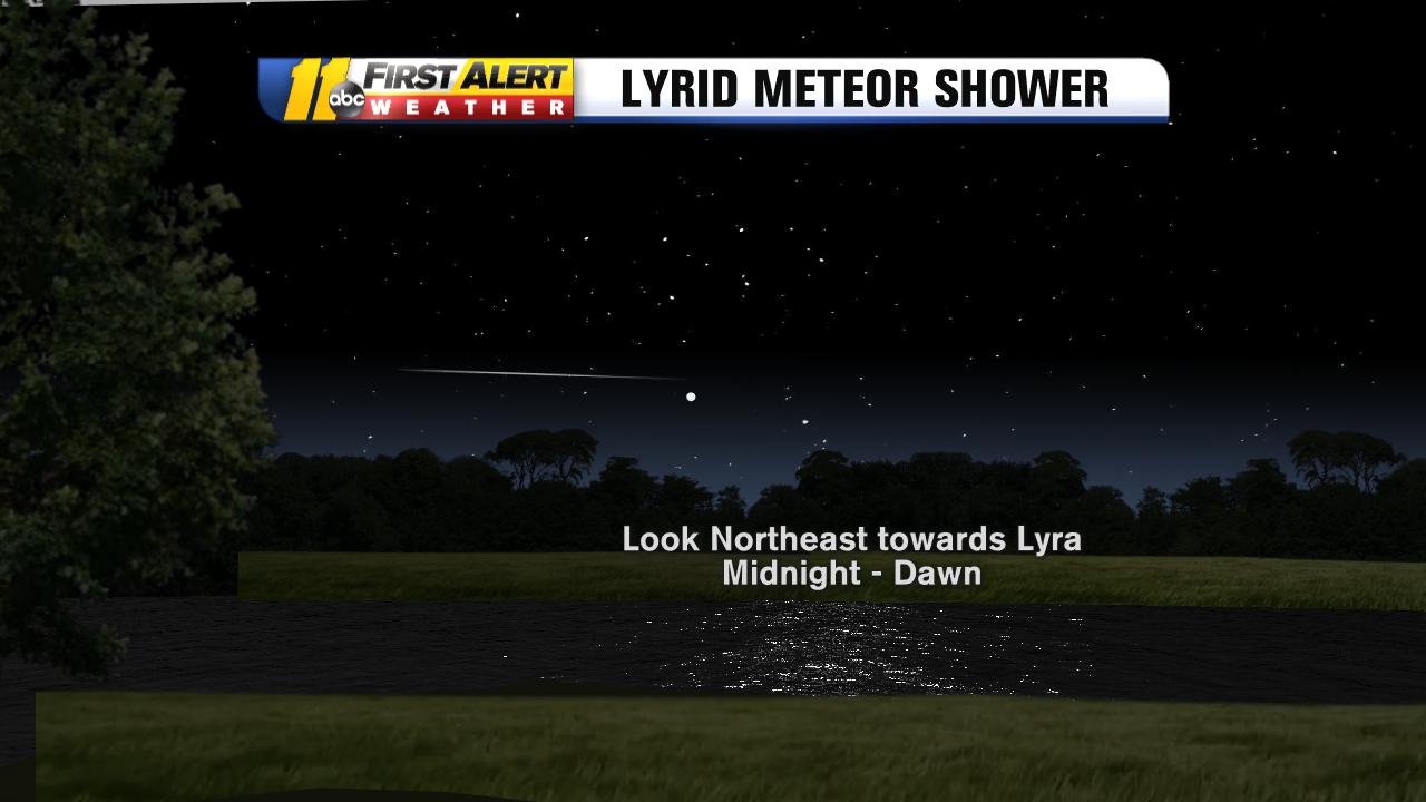 Lyrid meteor shower peaks overnight Sunday and Monday