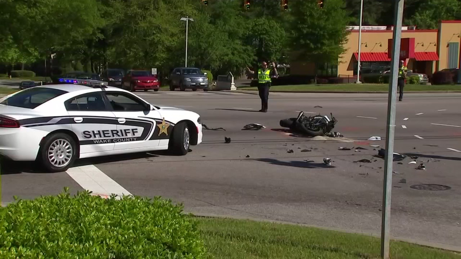 Motorcyclist being pursued by deputy crashes into police vehicle in