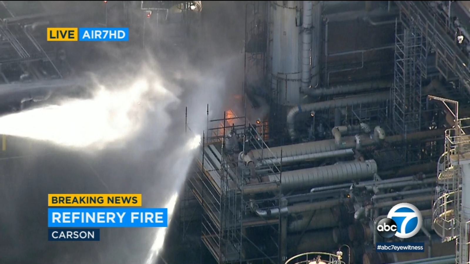 Firefighters battle flames at Phillips 66 refinery in Carson | abc7.com