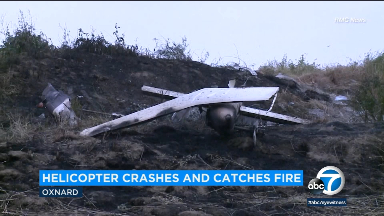 Helicopter crash sparks small fire in field near Oxnard