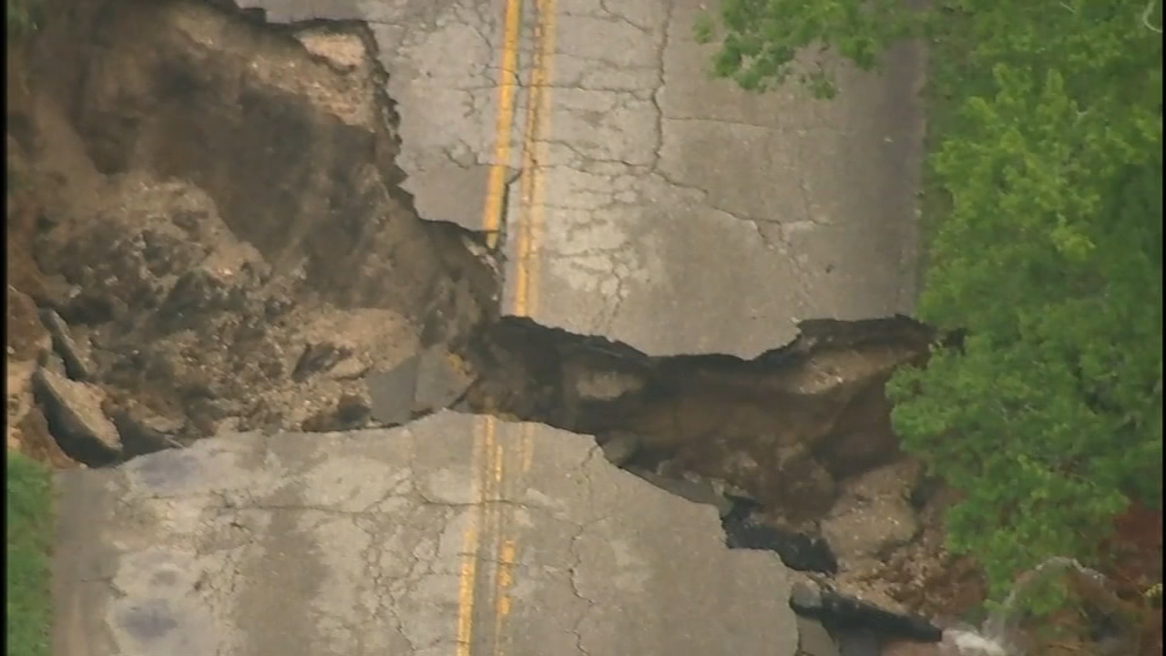Road washes away after strong storm