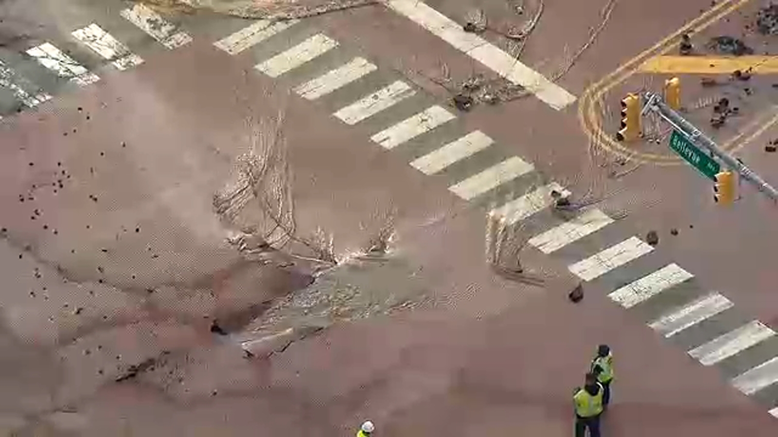 Water main break floods street, snarls traffic in Guttenberg - ABC7 New ...