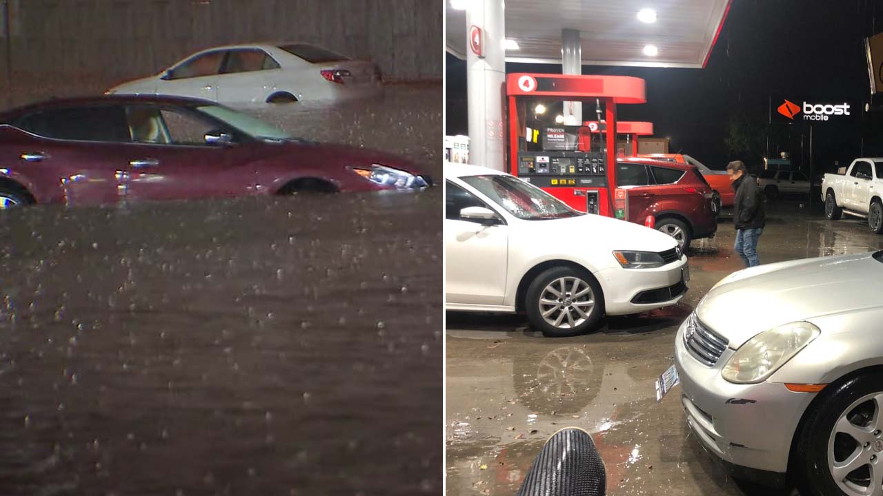 Rain quickly floods intersection in north Houston