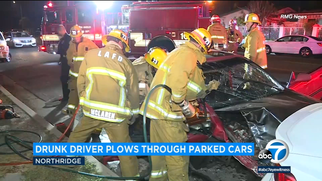 DUI suspect smashes up cars on street in Northridge