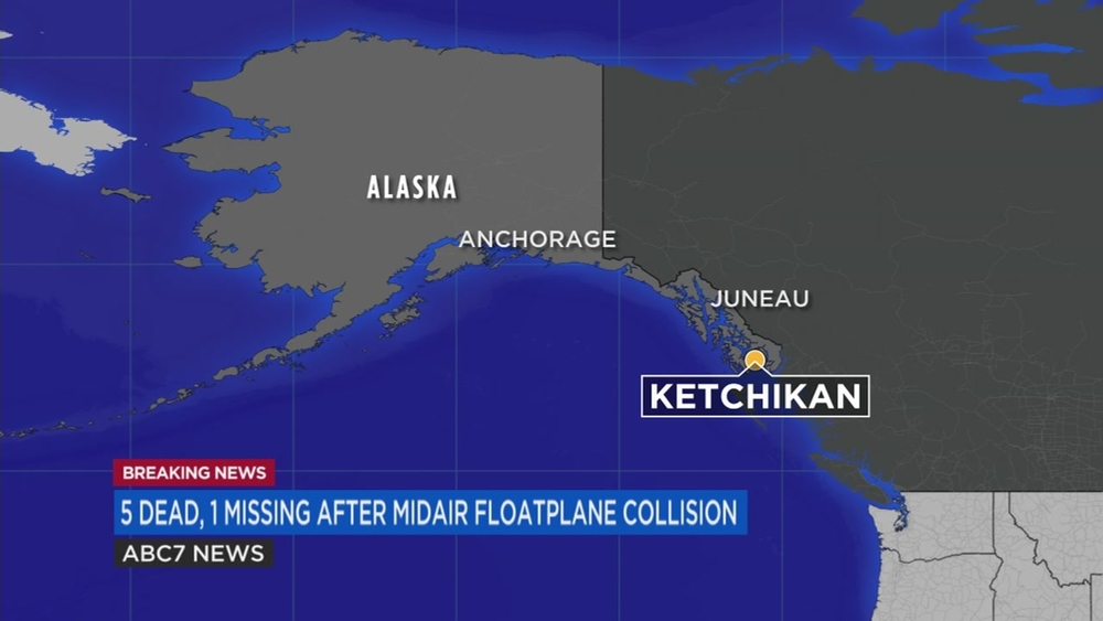 5 dead, 1 missing after midair floatplane collision in Alaska