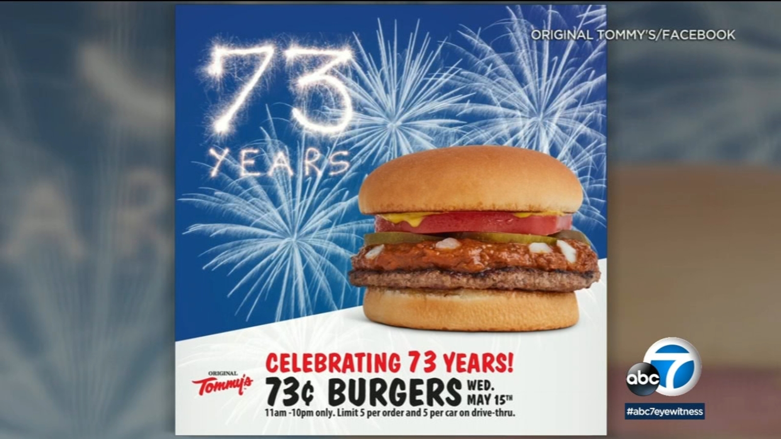 Original Tommy's celebrating 73rd anniversary with 73cent burgers