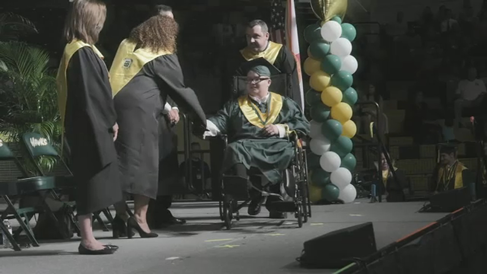 Teen battling illness gets escorted to graduation in ambulance