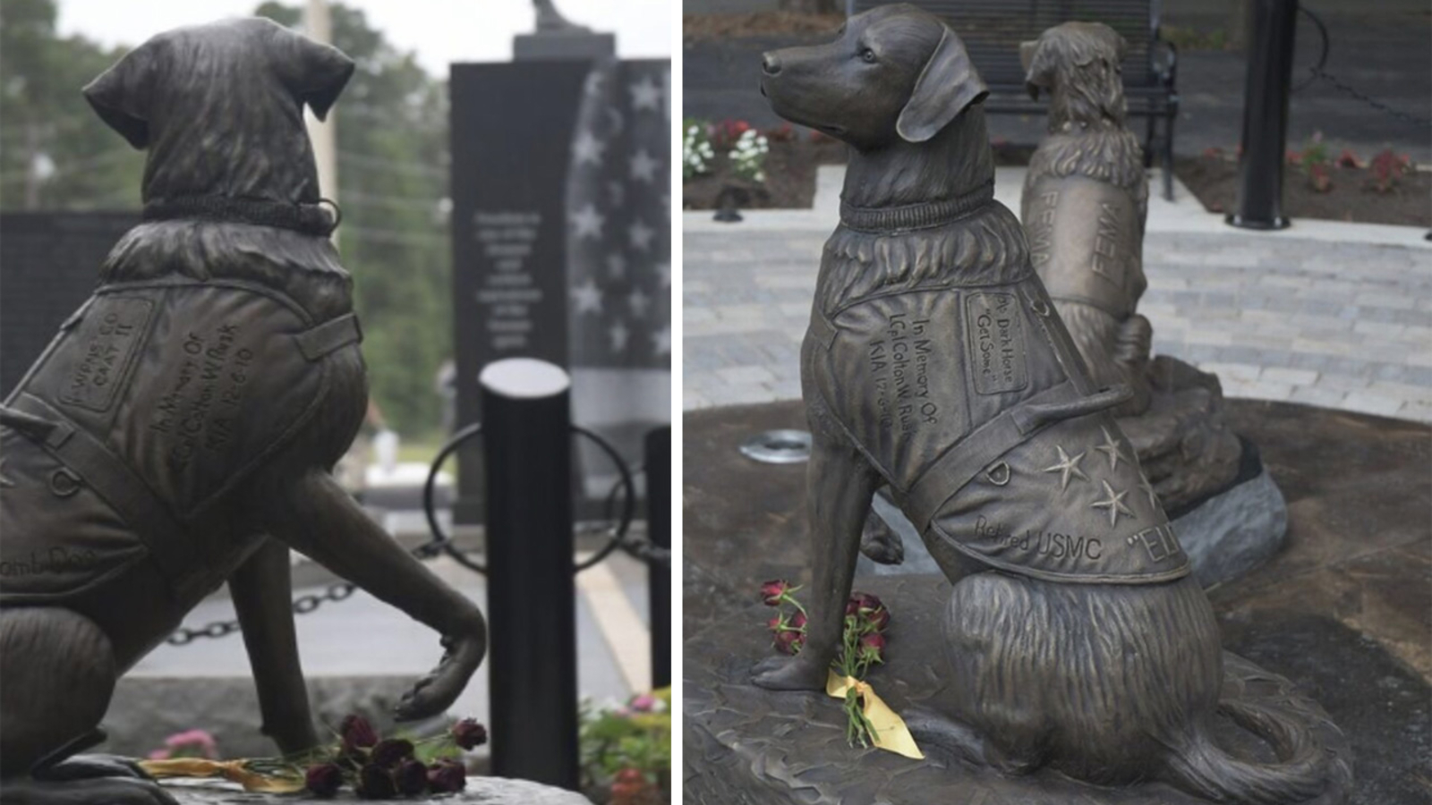 Statues honoring service dogs unveiled in northwest Houston - ABC13 Houston