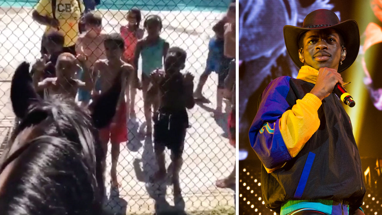 Kids serenade officer on horse with rendition of 'Old Town Road'