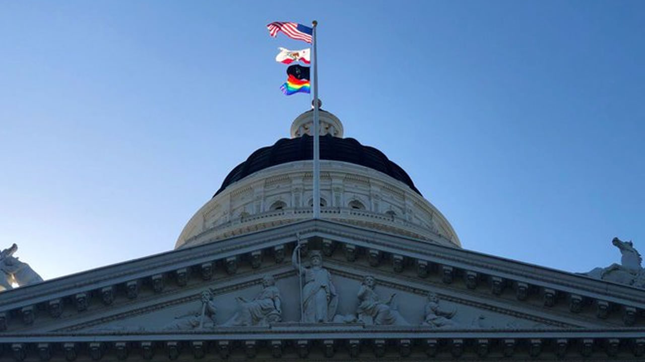 Pride flag raised at CA's Capitol for first time in history