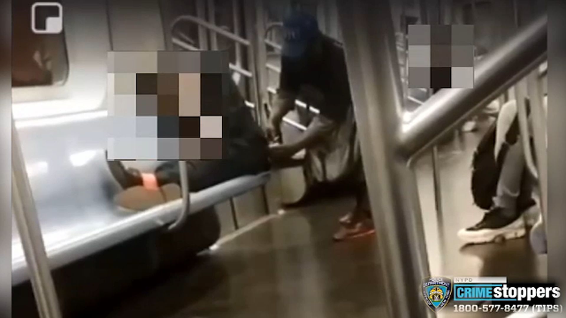 Watch: Robber cuts hole in sleeping man's pants on L train in Brooklyn