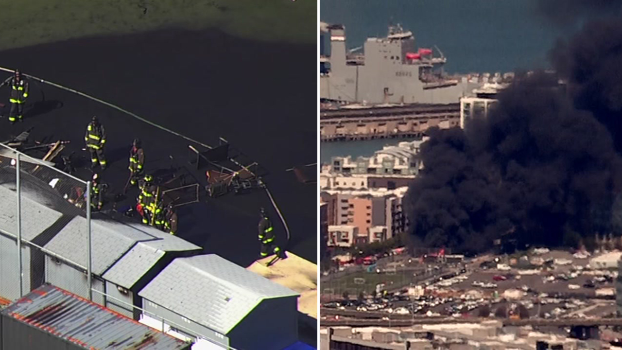 Mission Bay Fire: Shed in food truck area of SPARK Social SF catches fire, sends large plume of smoke into air
