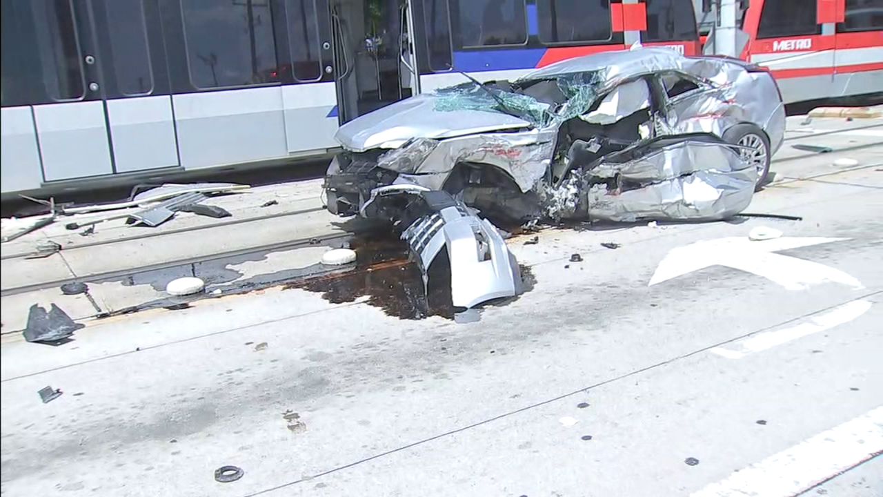 METRO light rail train collides with car near downtown