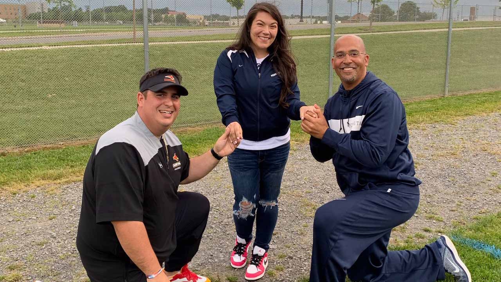 Penn State head coach James Franklin helps high school coach propose to