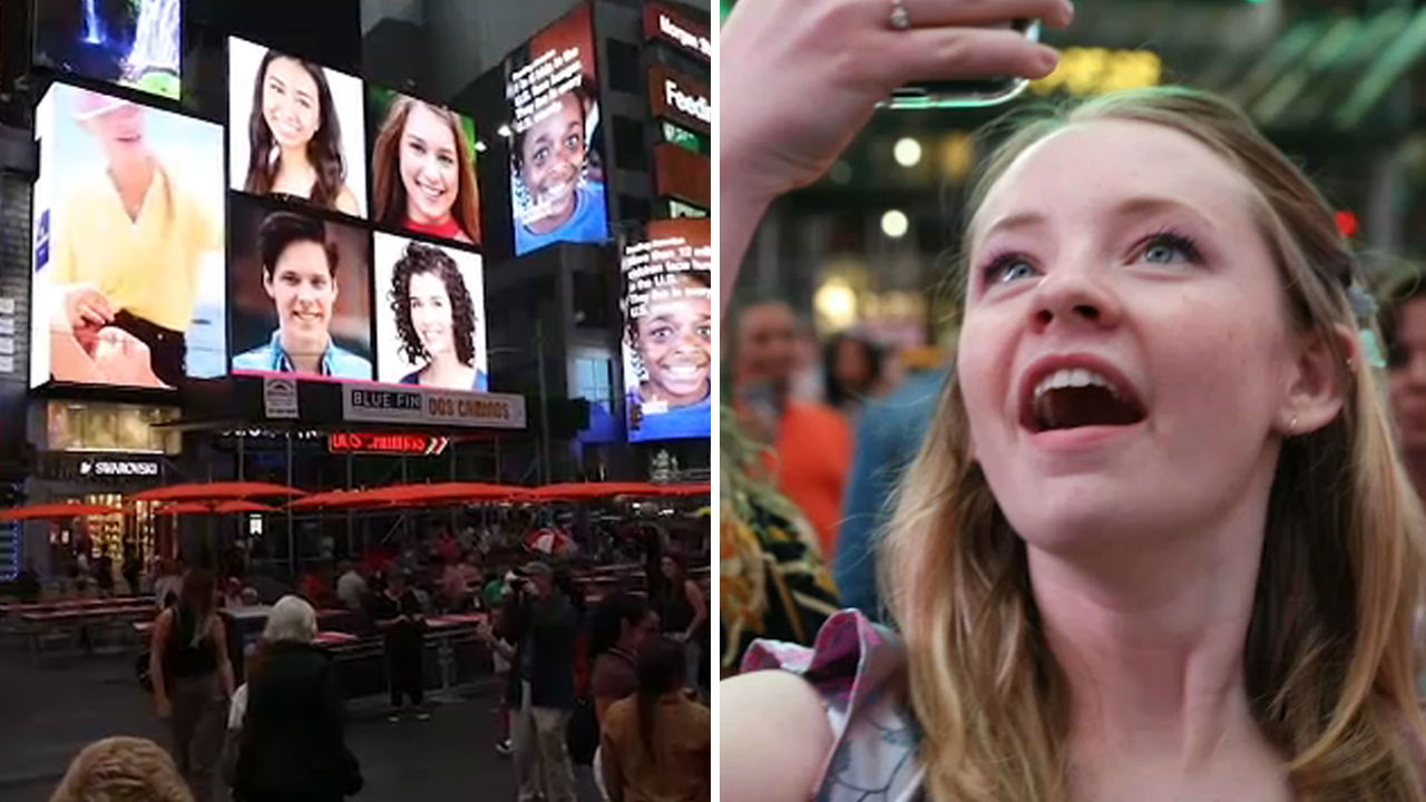 Young Broadway hopefuls get surprise of lifetime in Times Square