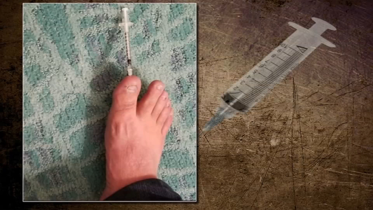 Disabled veteran claims he stepped on used syringe in hotel room