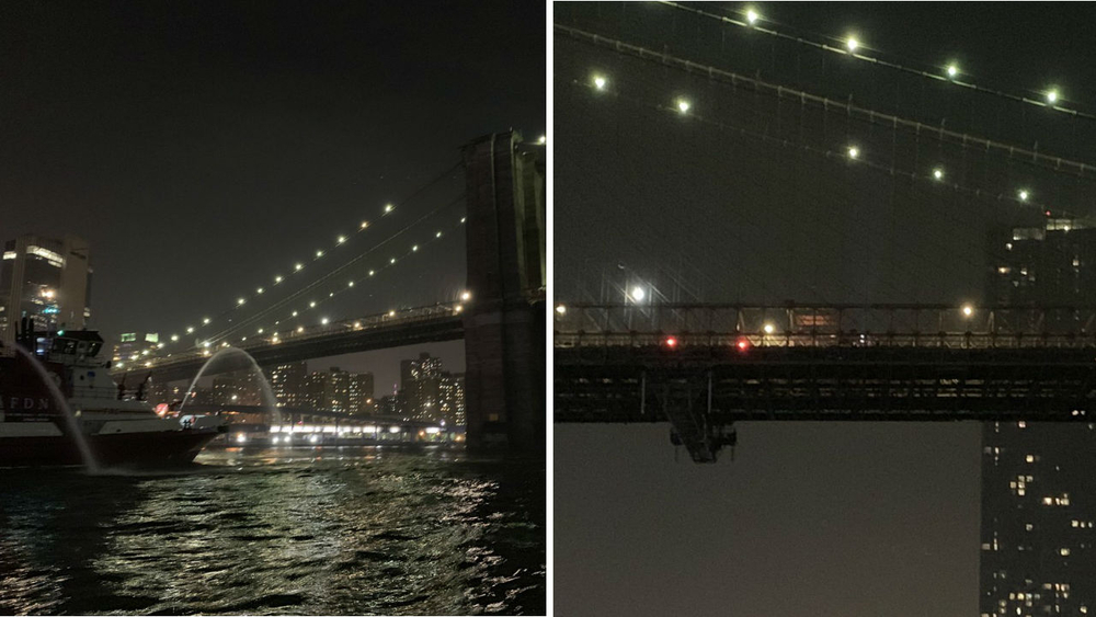 FDNY fights flames on Brooklyn Bridge after fireworks show