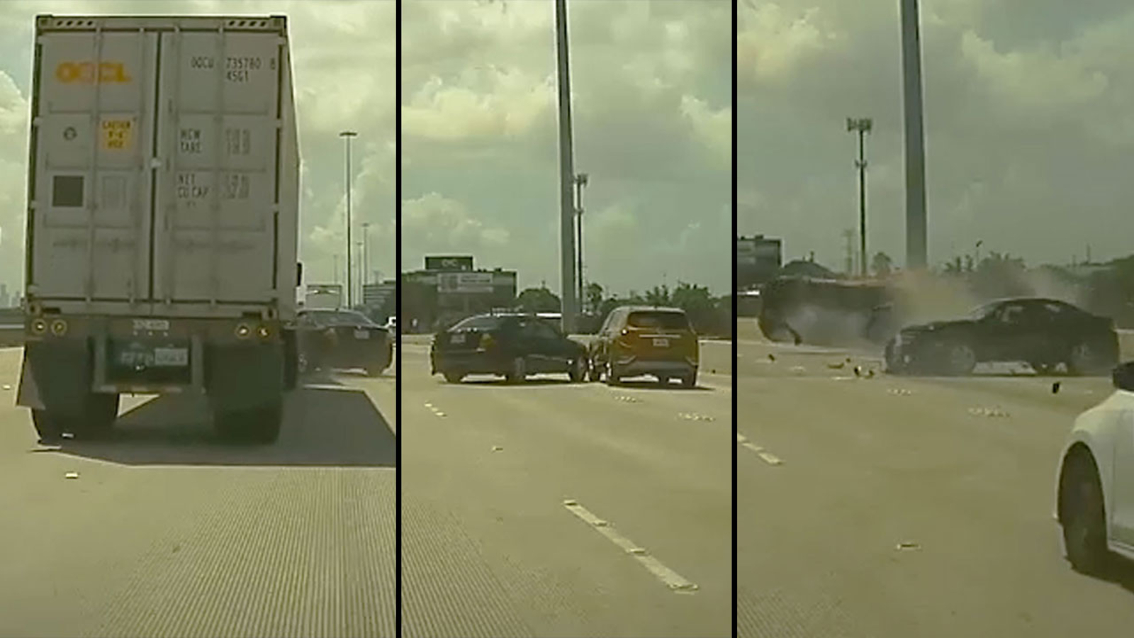 Chain reaction crash involving 18-wheeler on US-290 in Houston: Video ...