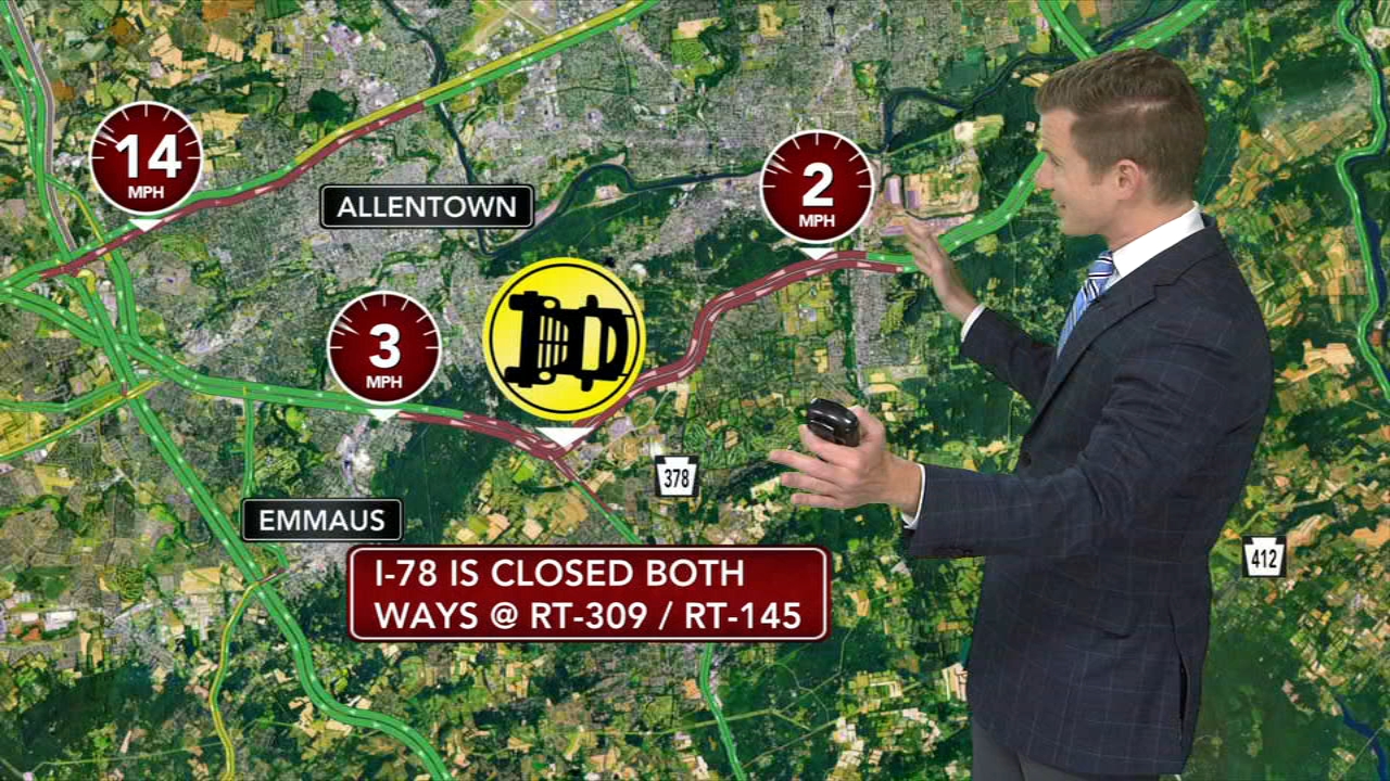 Overturned truck shuts down I-78 in Lehigh Valley