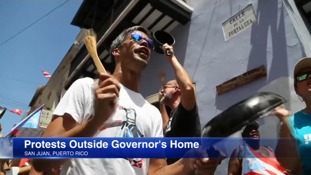 Thousands protest outside Puerto Rican Governor's mansion, demand resignation