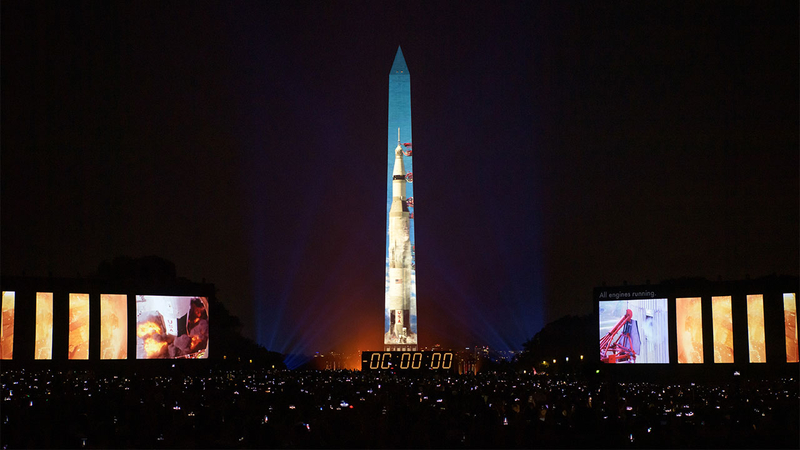 Moon Landing Projected Onto Washington Monument For Apollo 11 Anniversary Abc7 San Francisco