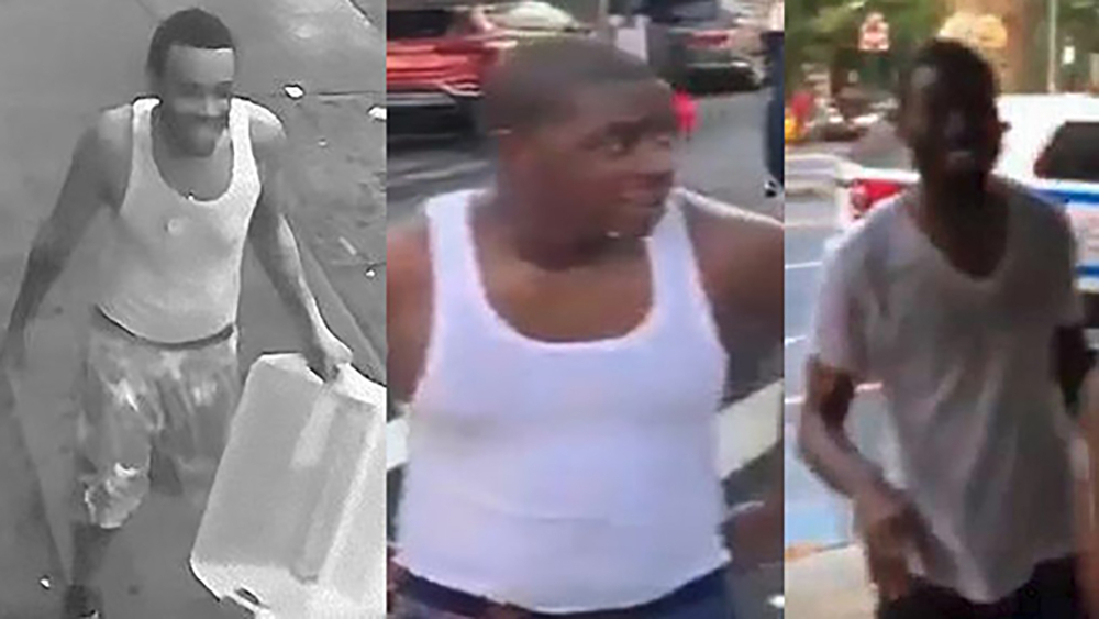 NYPD searching for suspects after officers doused with water