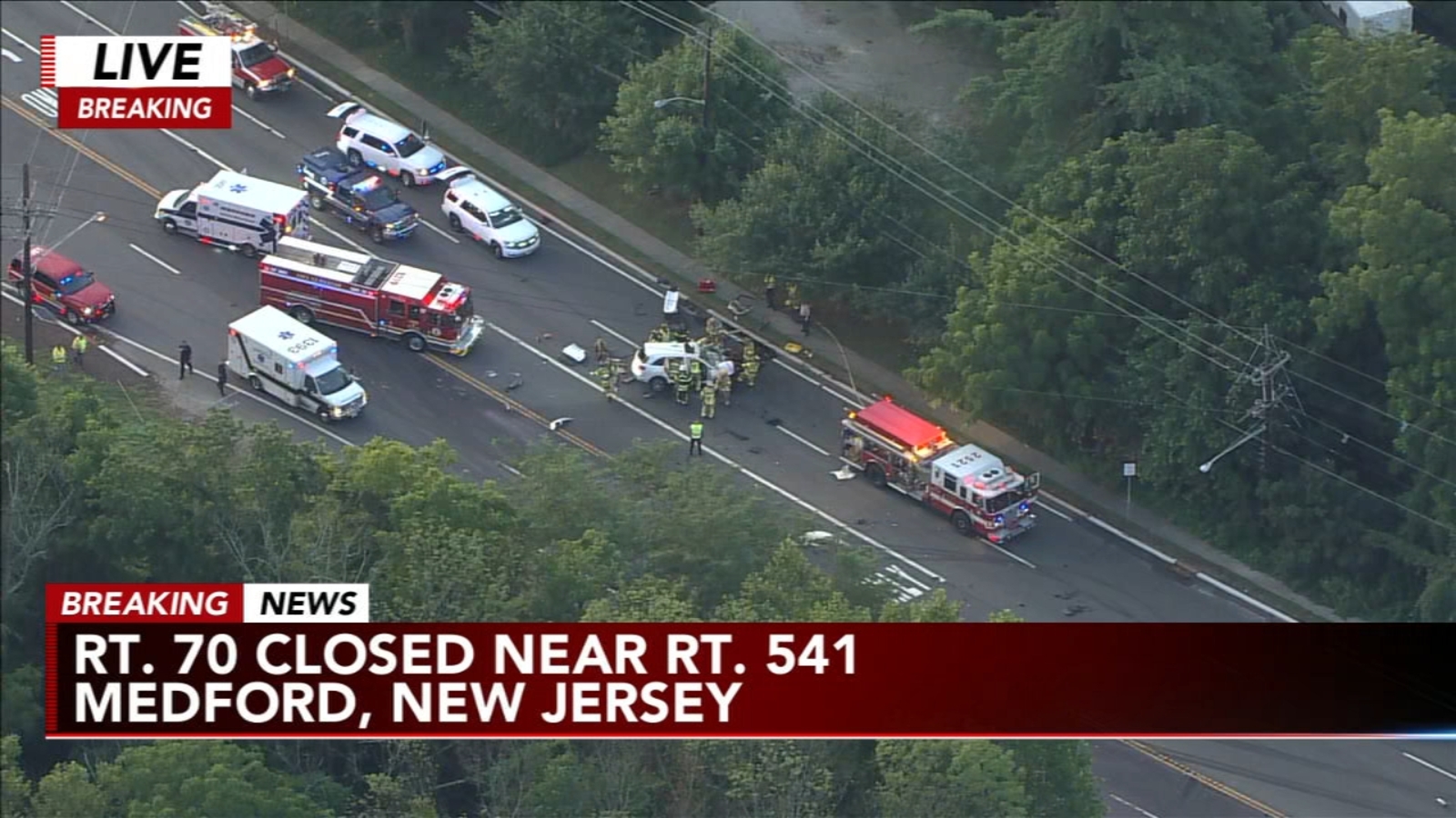 Truck crash shuts down Route 70, 1 pulled from SUV in Medford, New