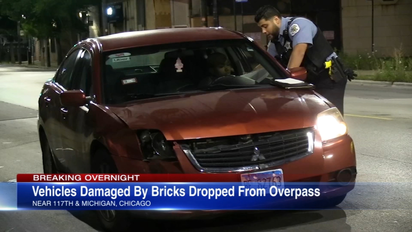 5 vehicles damaged by rocks, bricks thrown from overpass in West