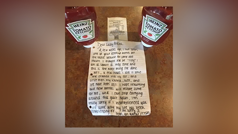 Ketchup thief sends back bottles, says theft brought bad luck