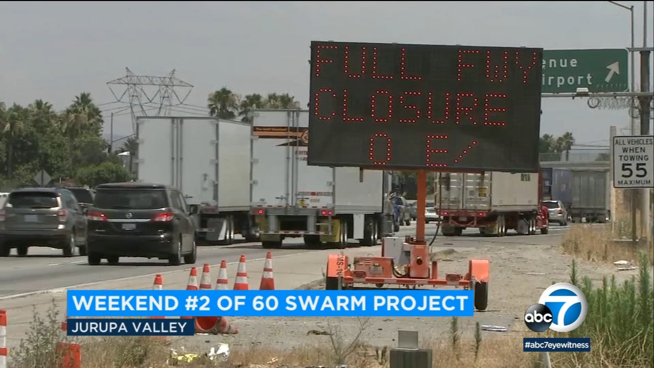 60 Fwy lanes closed through Monday morning