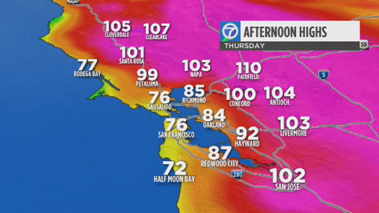 100 degree heat to bake Bay Area this week