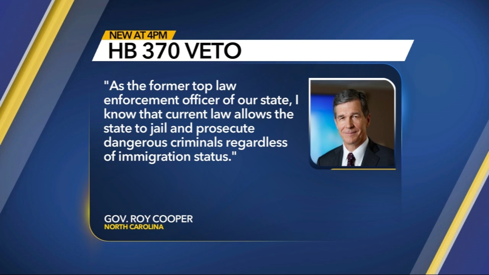 Gov. Cooper vetoes bill that threatened sheriffs who declined ICE ...