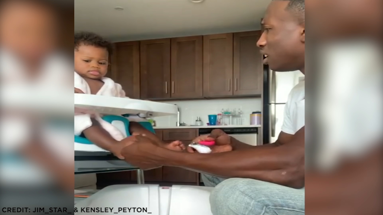 Firefighter gives baby daughter adorable pedicure