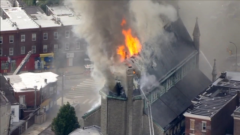 Philadelphia Church Fire Massive Inferno Engulfs Church In Parkside Section Of Philadelphia Abc13 Houston