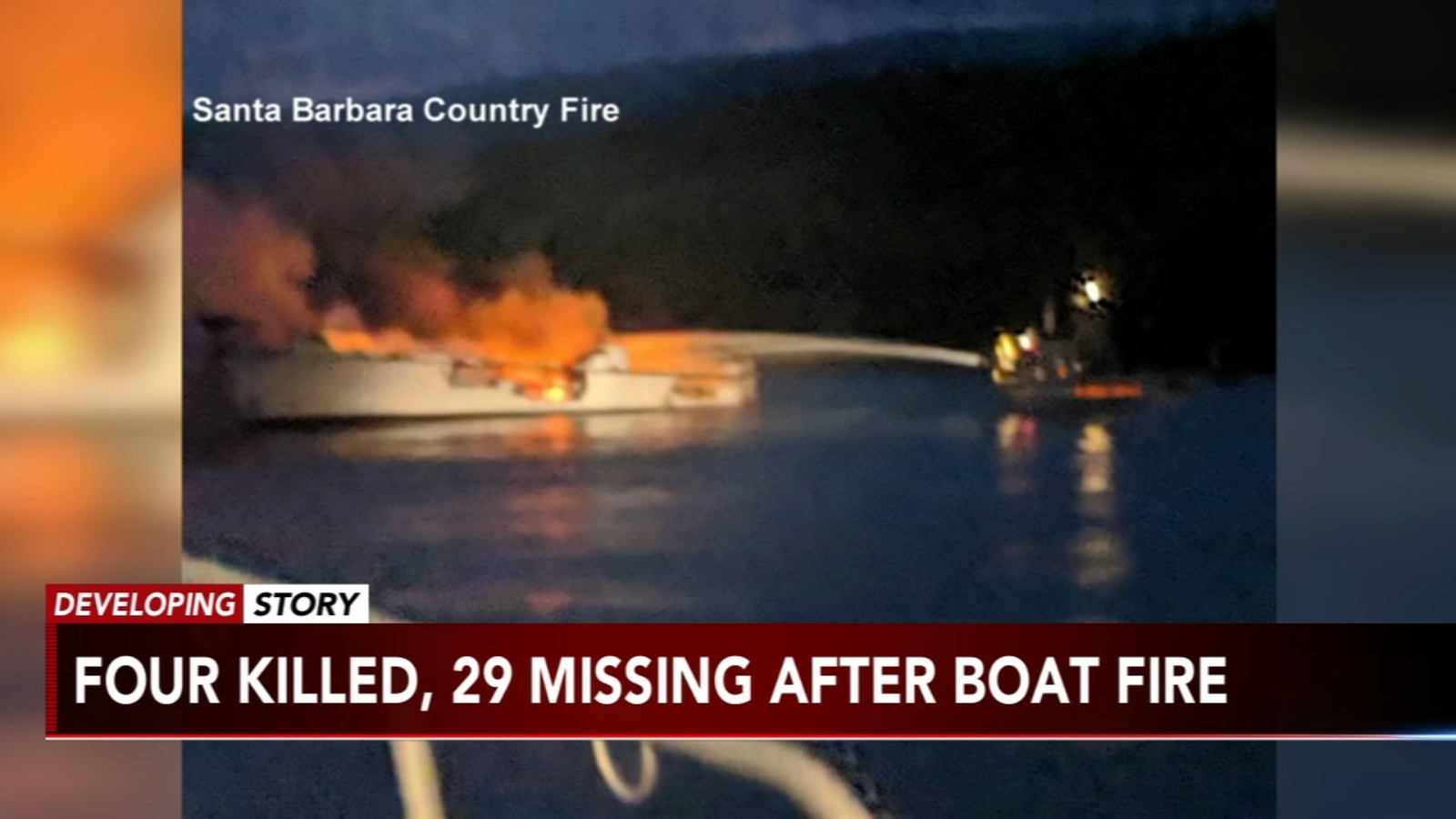 8 bodies recovered, more than 30 missing after boat fire near Santa