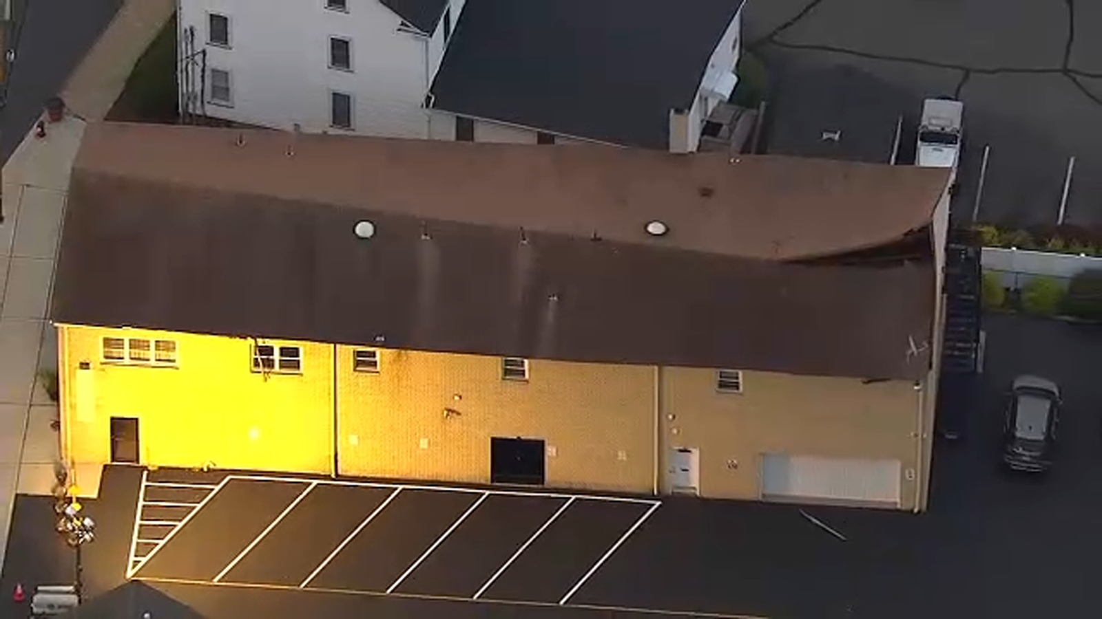 Milltown building's roof partially collapses on Main Street ABC7 New York