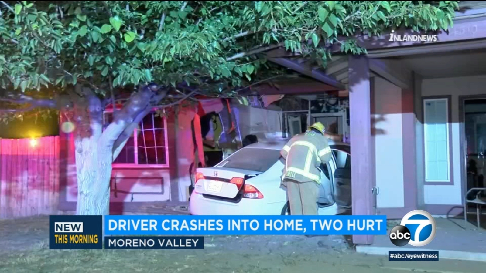 2 injured after car slams into Moreno Valley home - ABC7 Los Angeles