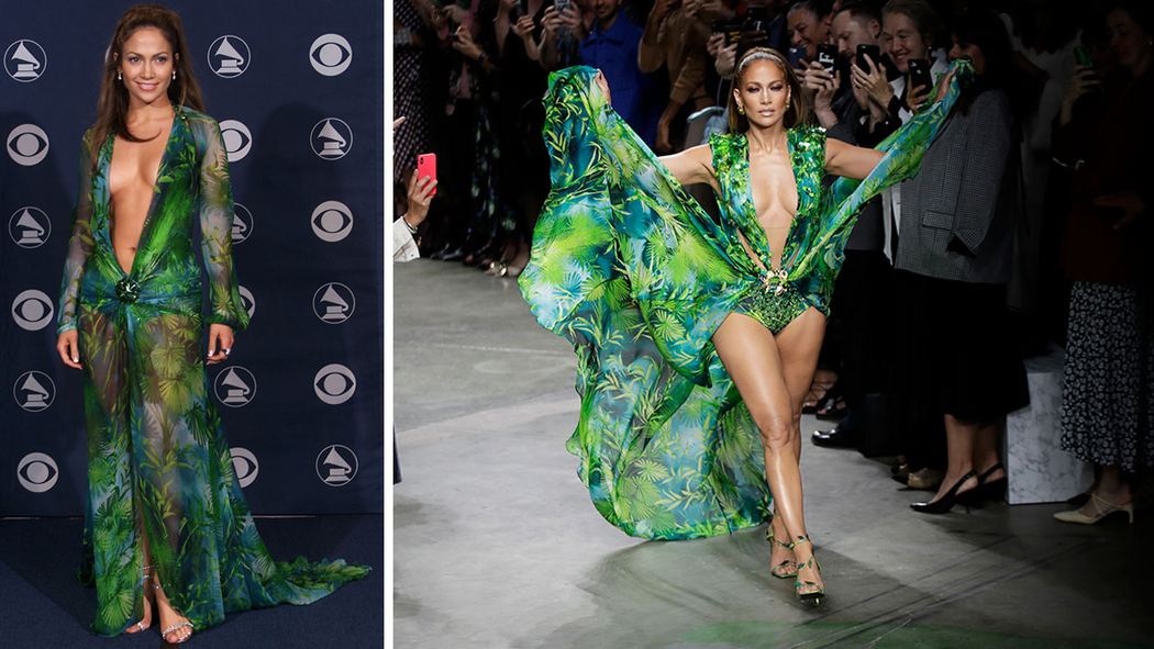 Jennifer Lopez 2000 Grammy dress: J.Lo closes Versace show in reimagined  version of iconic gown - ABC7 San Francisco