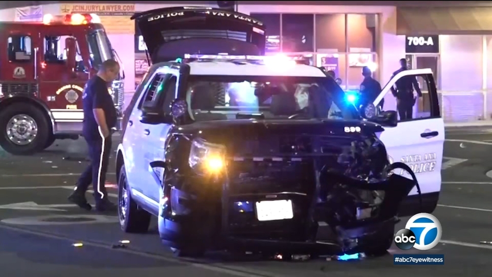Police officer injured in crash in Santa Ana