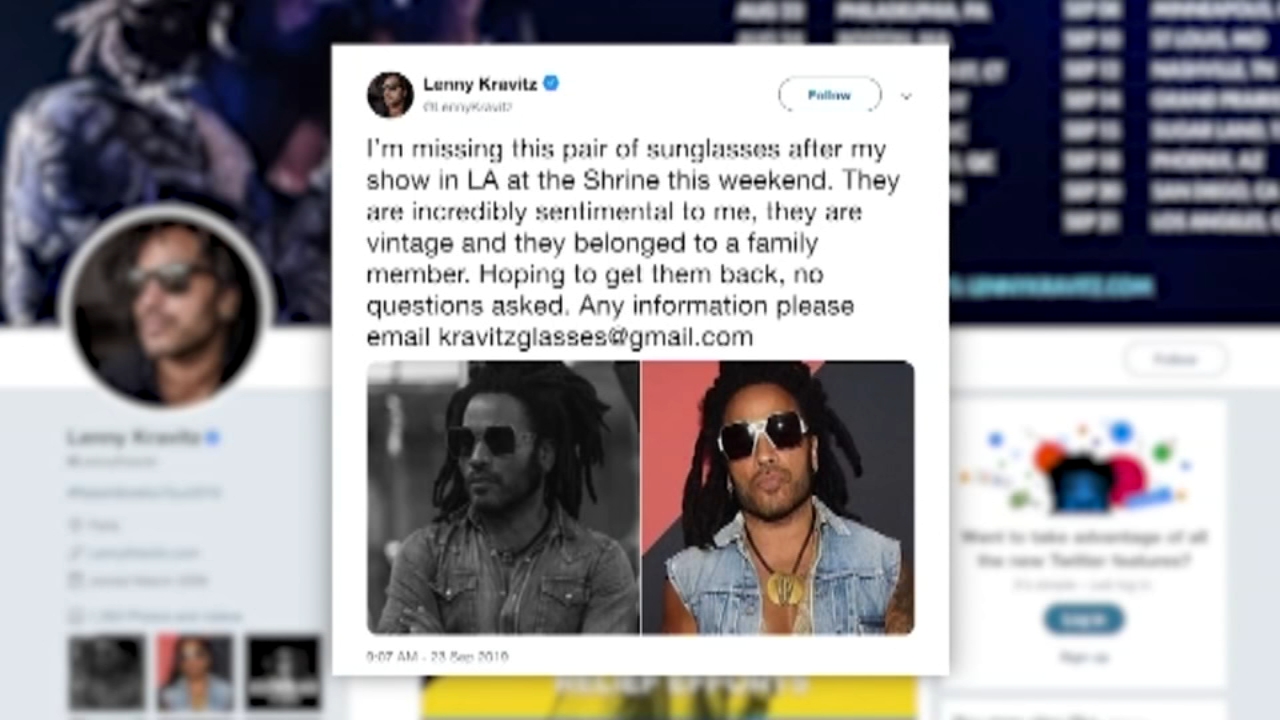 Lenny Kravitz makes plea for lost sunglasses