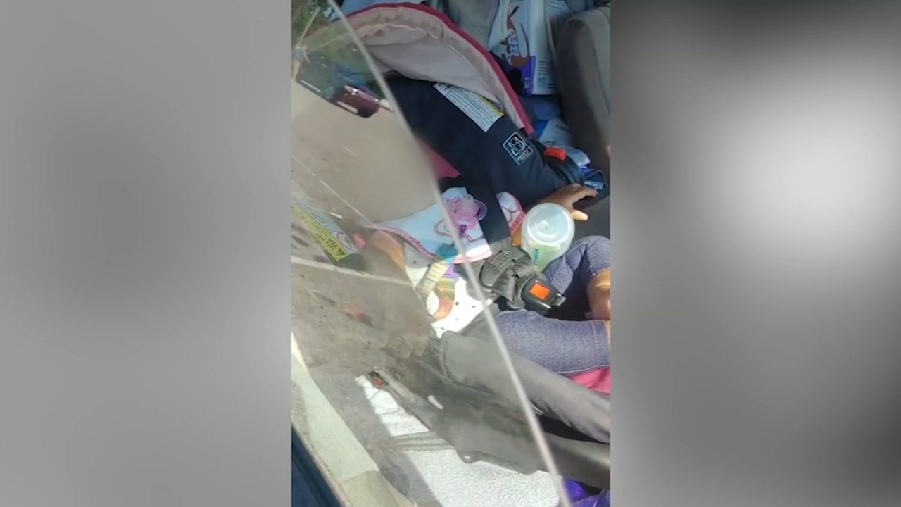 Baby left in hot car