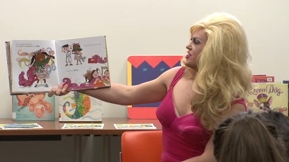 Children enjoy story time with drag queen at Eagle Rock library