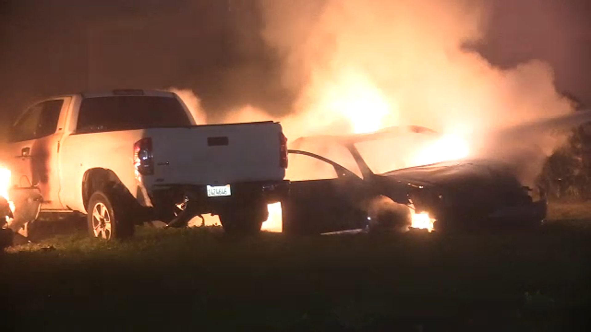 Cars damaged by fire in Far South Side lot