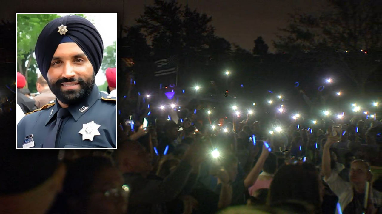 Deputy Sandeep Dhaliwal honored at vigil Monday night