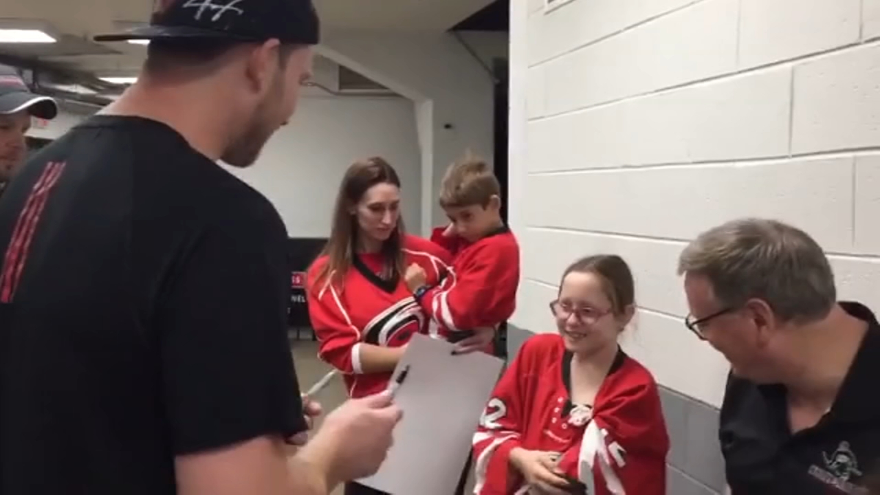 WATCH: 9-year-old fan meets Carolina Hurricanes' James Reimer