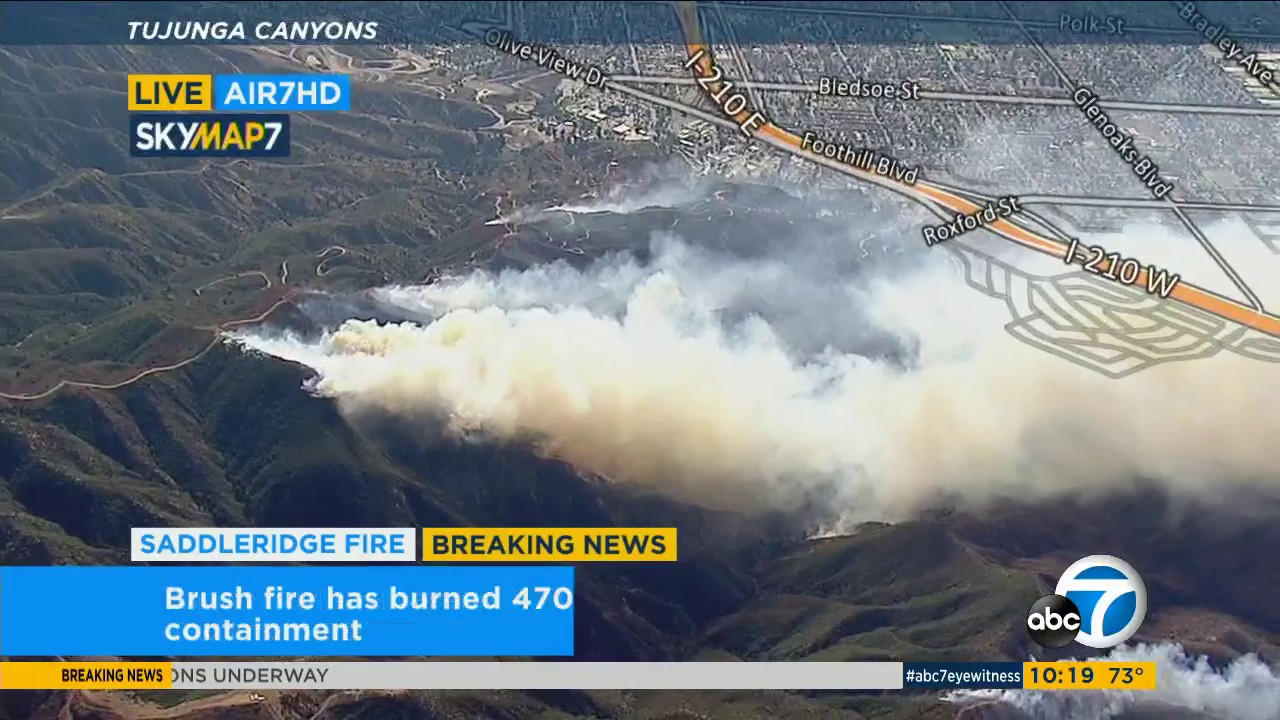 Aerial view of Saddleridge Fire: 10 a.m. update