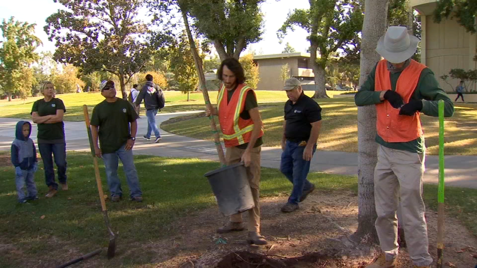 Volunteers plant 48 new trees at Fresno State memorial ABC30 Fresno