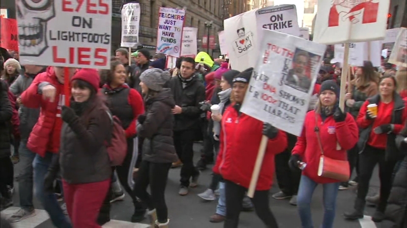 Chicago Strike Cps Teachers March Downtown During Mayor Lori