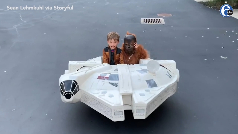 Dad builds epic Star Wars Millennium Falcon model for sons' Halloween costume