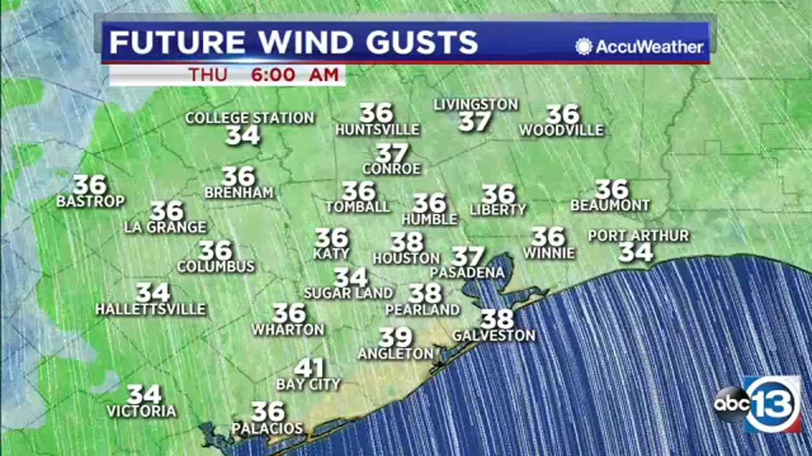 HOUSTON WEATHER Wind gusts over 40 mph tonight, wind chill near